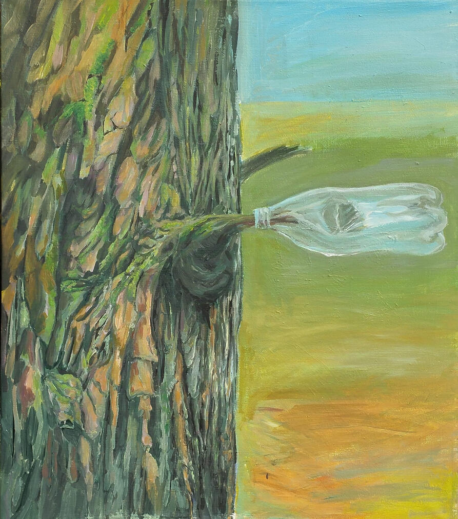 Śmieci z lasu. Owoc. Obraz akrylowy na płótnie 60x70cm.