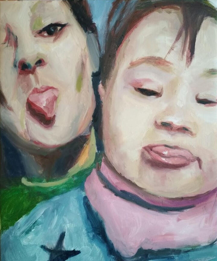 Asia i Jagna Olej na płótnie 40×50 cm 2018r Kolekcja prywatna.