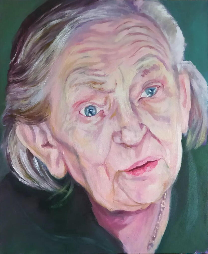 Portret Babci Marysi. Olej na płótnie 50x60cm