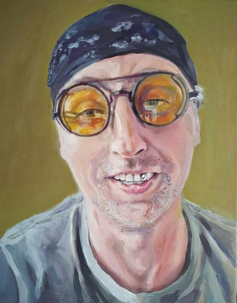 Artysta tatuażysta obraz akrylowy na płótnie 40x50cm