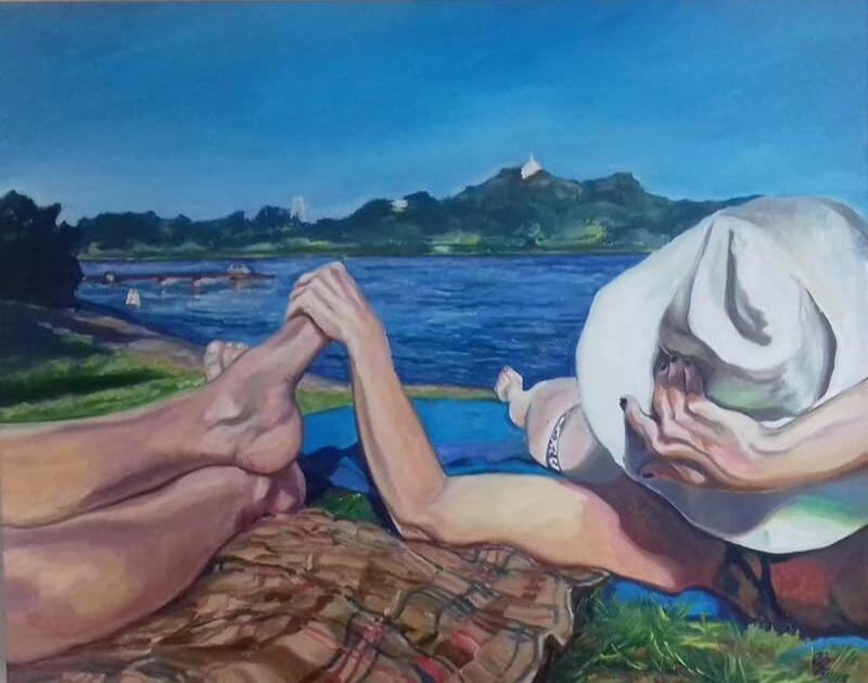 Miłość w Mikorzynie. Obraz olejny na płótnie 100x70 cm . 2018r. Kolekcja prywatna.