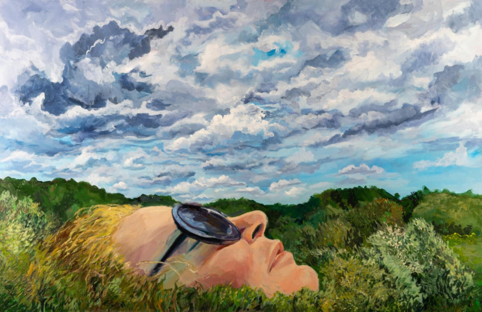 &quot;Z głową w chmurach&quot; obraz akrylowy na płótnie 75x100 cm.