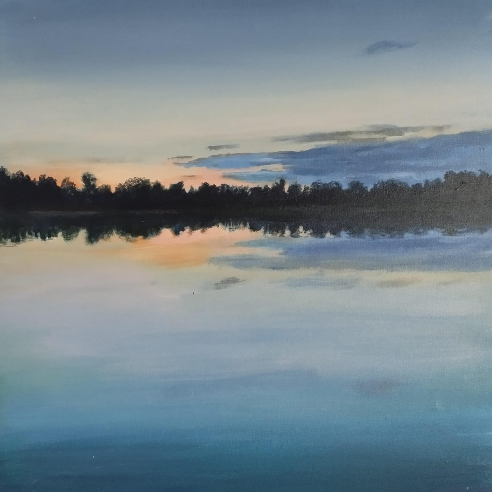 Zachód słońca. Mrówki. Obraz akrylowy na płótnie 50 x50 cm.