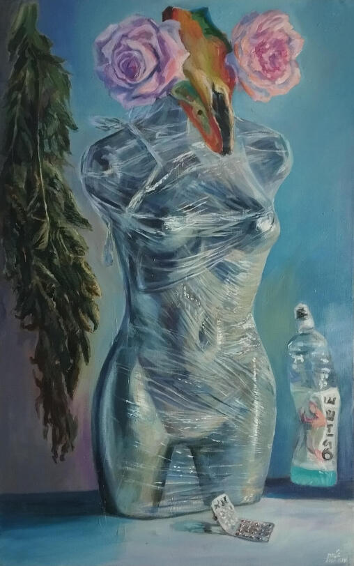 Śmieci z lasu. Obraz akrylowy na płótnie 70x110cm.