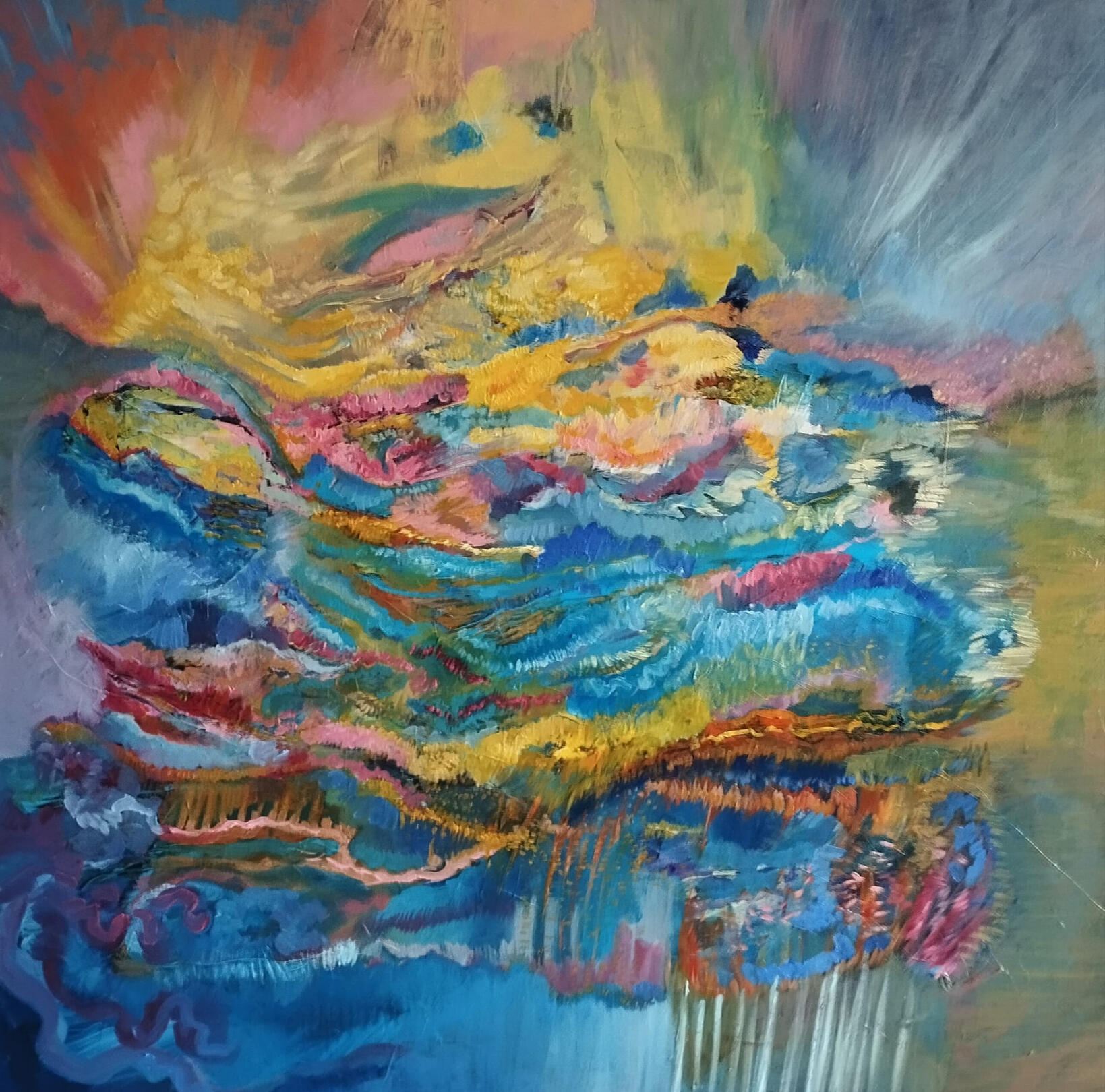 olejny obraz na płótnie 100x100cm.